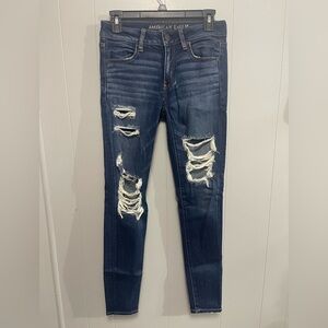 American Eagle Outfitters Dark Blue Distressed Jegging